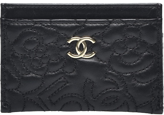 Chanel Card Holder Camellia Embossed Lambskin Black Buy Chanel Card Holder Camellia Embossed Lambskin Black