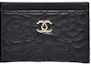 Buy Chanel Card Holder Camellia Embossed Lambskin Black