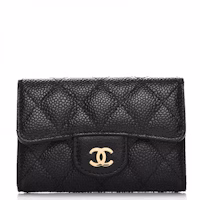 Chanel Card Holder Quilted Caviar Gold-tone Black Chanel Card Holder Quilted Caviar Gold-tone Black