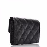 Order Chanel Tempat Kartu Hitam Quilted Caviar Emas-tone