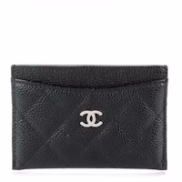 Chanel Card Holder Quilted Caviar Silver-tone Black Chanel Card Holder Quilted Caviar Silver-tone Black