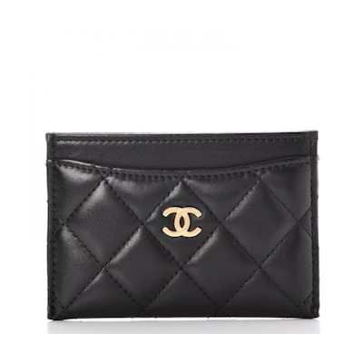 Chanel Card Holder Quilted Diamond Lambskin Black