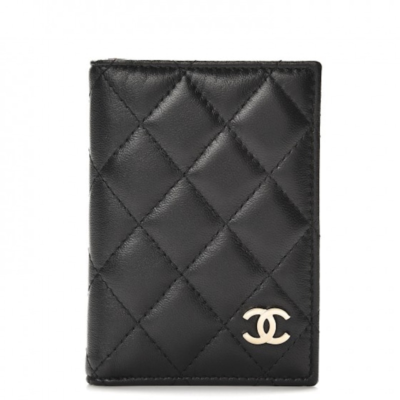 Chanel Card Holder Wallet Quilted Diamond Black