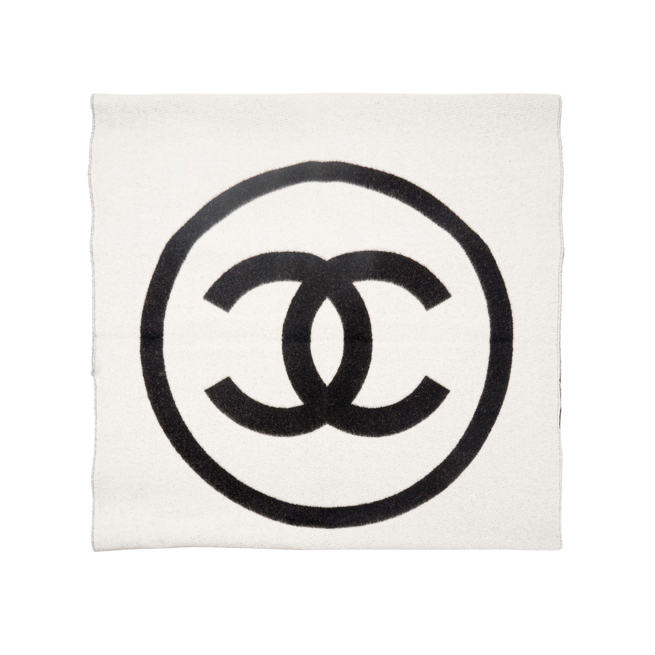 Shop CHANEL Syal Cashmere Rajut Hitam/Putih Unisex Gaya Pasangan Musim Dingin AA0176-X12961-C2666