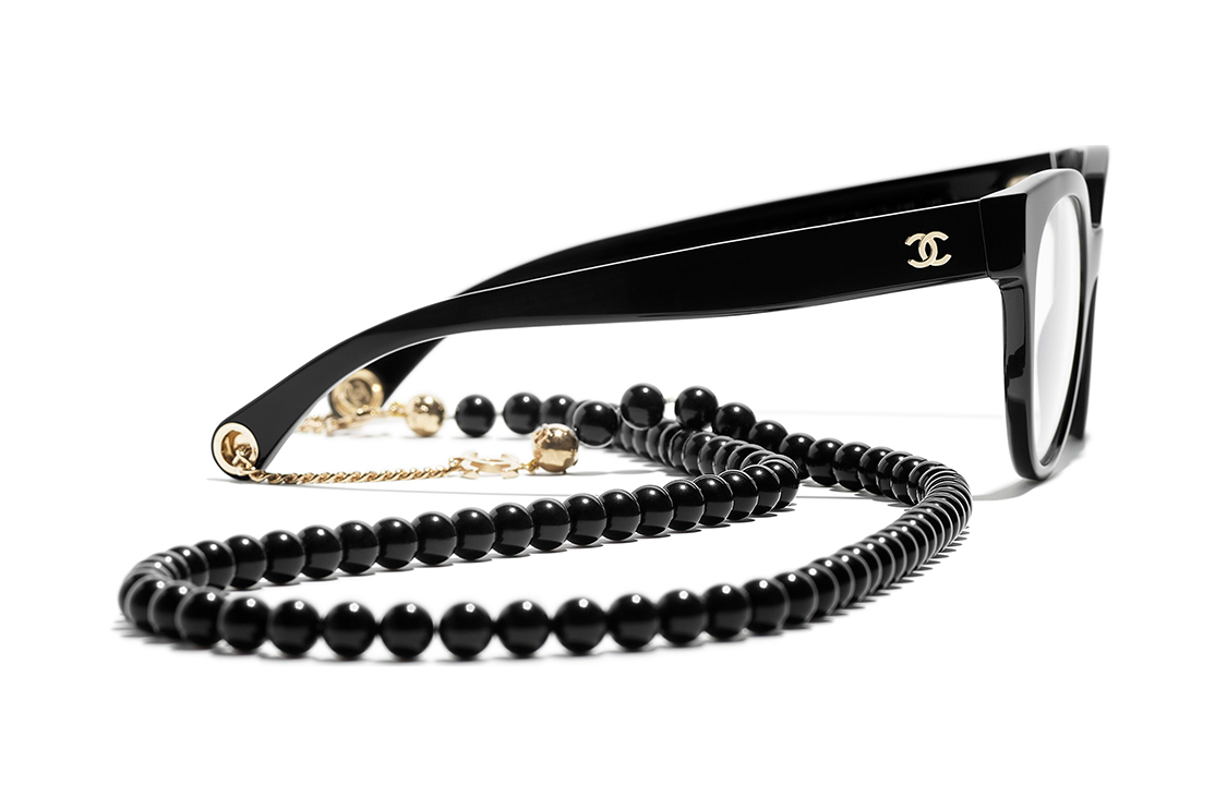 CHANEL Cat-Eye Optical Glasses Black with Side Logo and Beaded Chain. CH3444-C622 圖 4
