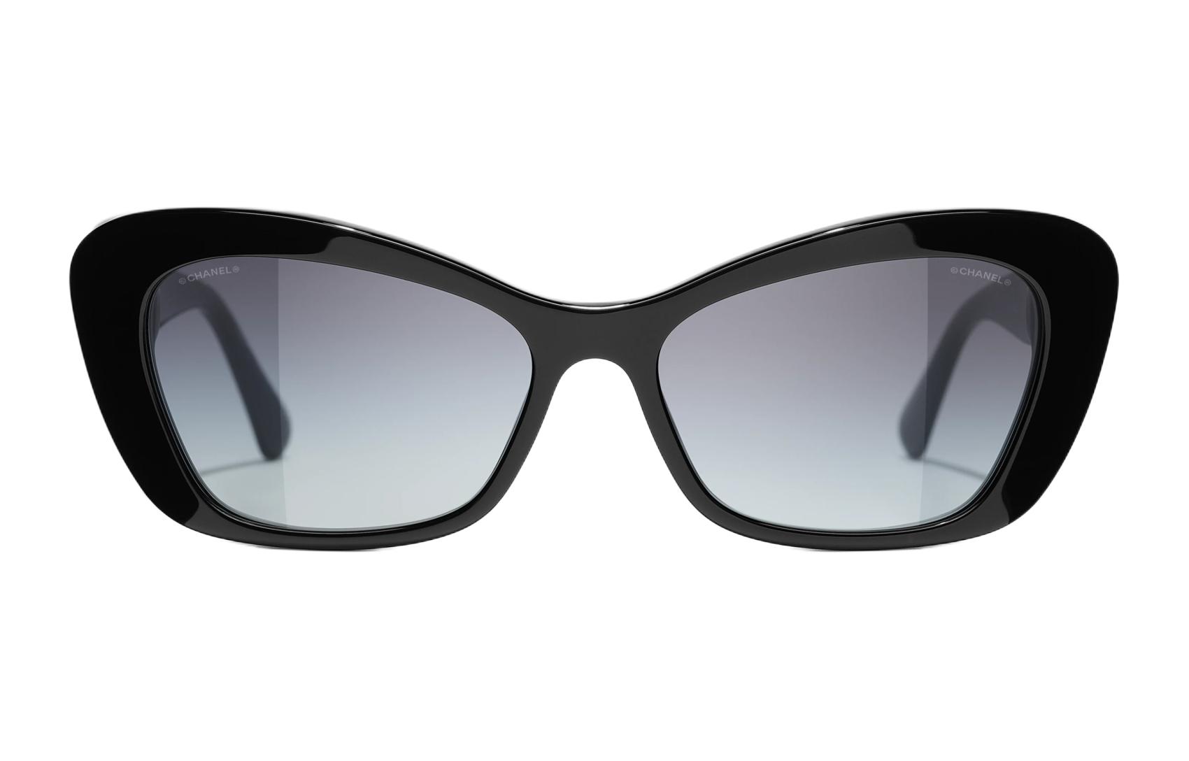 CHANEL Cat-Eye Sunglasses Black Unisex with Logo Detail Asian Fit CH5481HA-C622S6