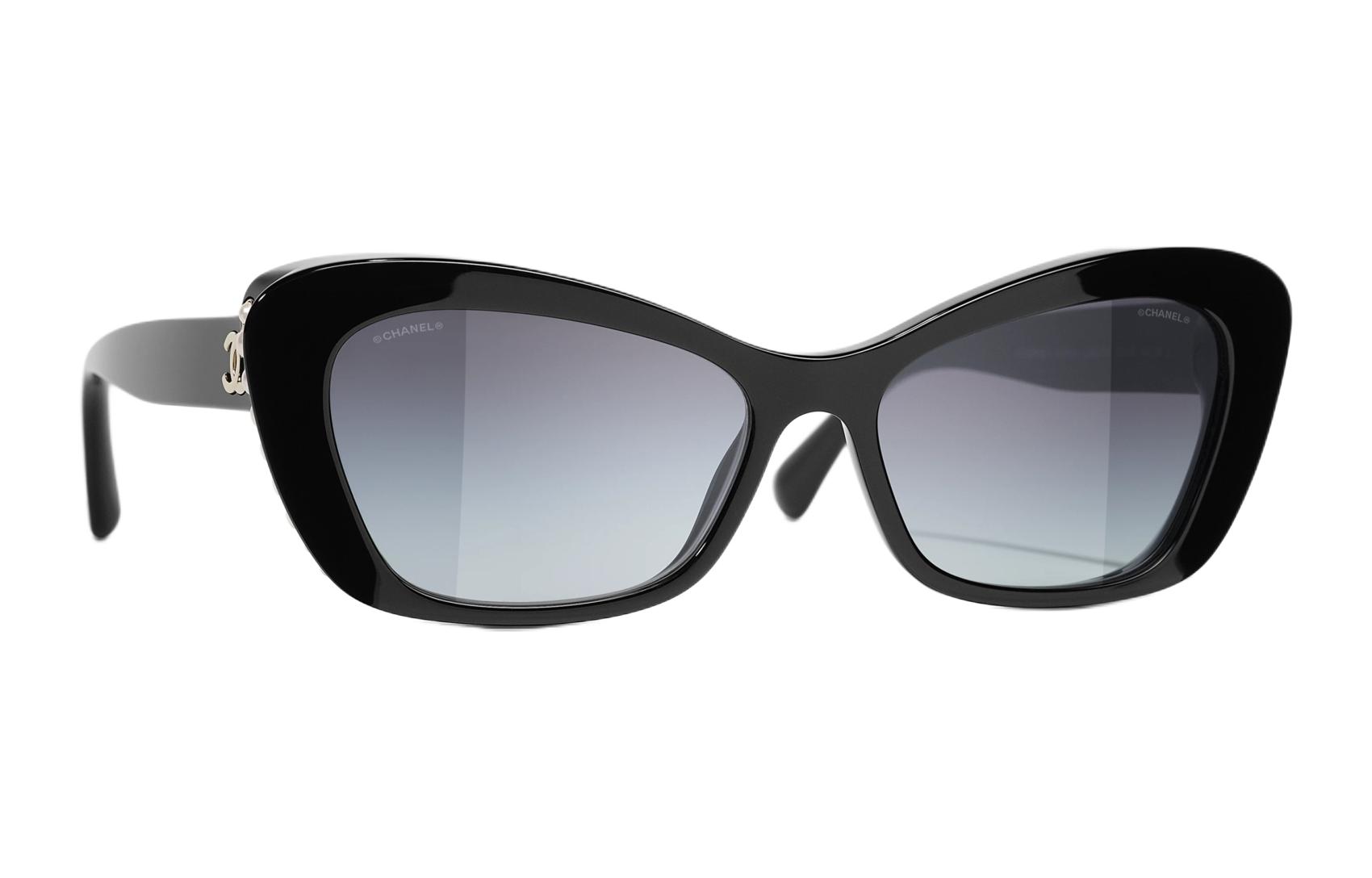 Lookbook CHANEL 貓眼墨鏡 黑色 男女適用 亞版 標誌細節 CH5481HA-C622S6