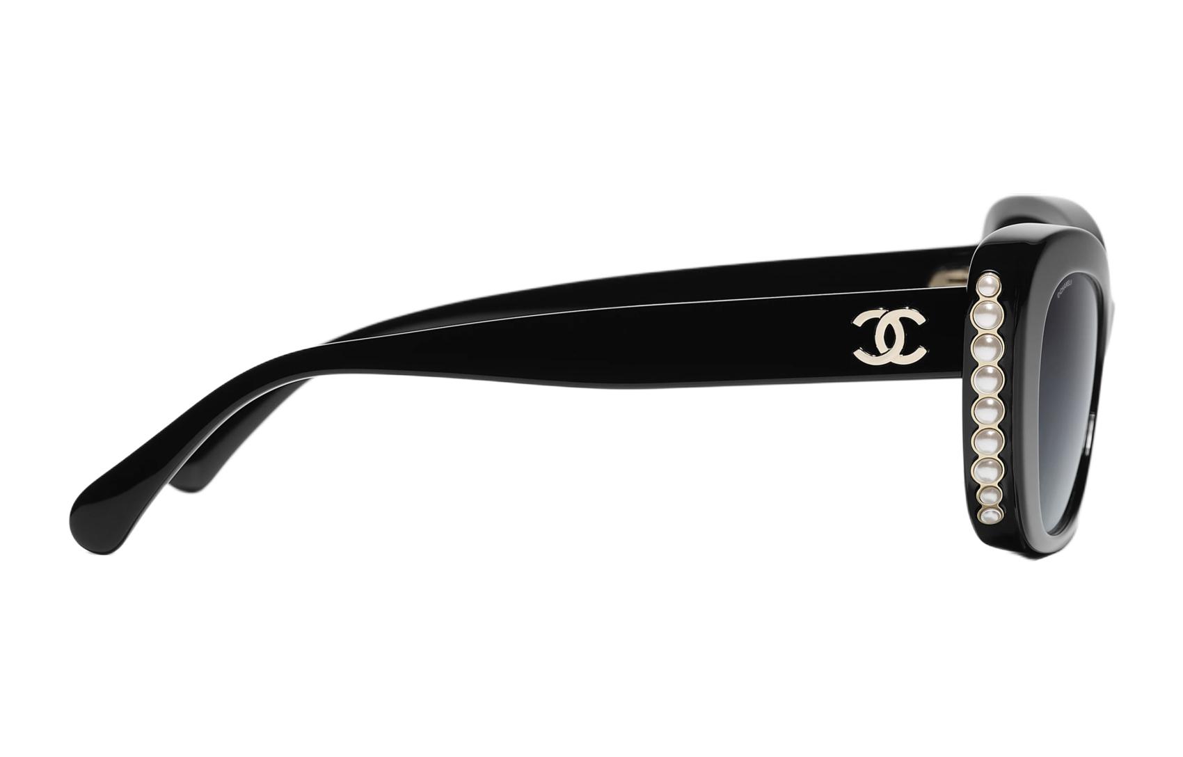 Shop CHANEL 貓眼墨鏡 黑色 男女適用 亞版 標誌細節 CH5481HA-C622S6