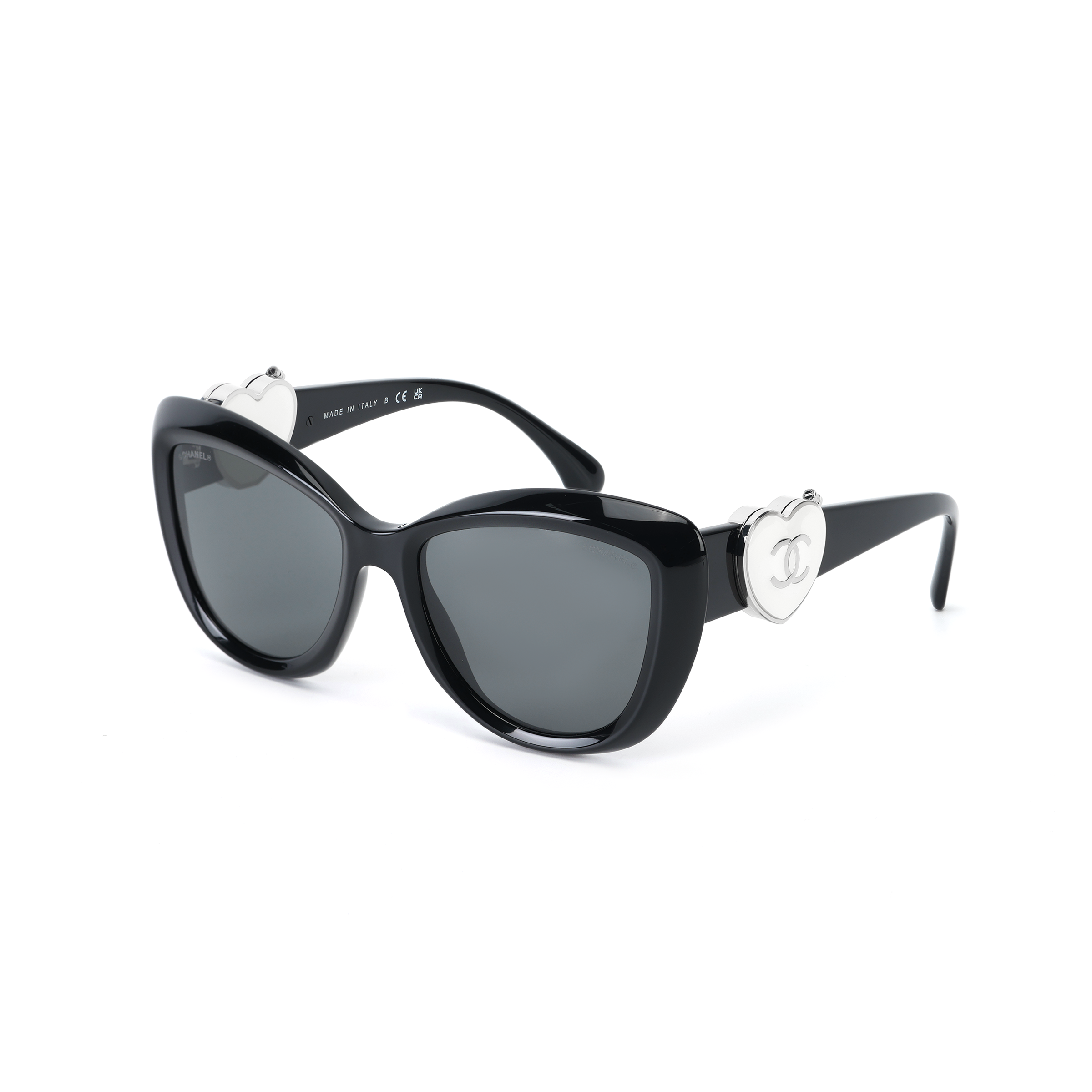 CHANEL Cat-Eye Sunglasses Unisex Black Acetate Frame with Logo Details CH5517-C501