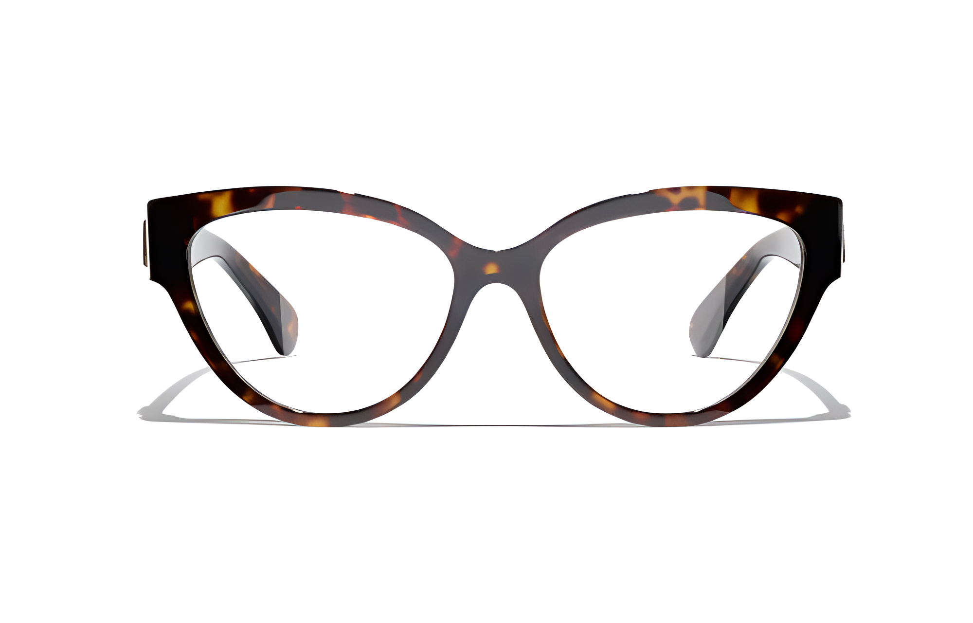 CHANEL Cat Eye Optical Glasses Brown Unisex with Gold Icon Temples. CH3436-C714