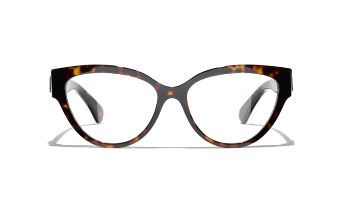 CHANEL Cat Eye Optical Glasses Brown Unisex with Gold Icon Temples. CH3436-C714 圖 2