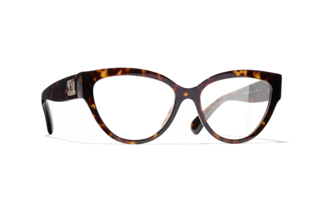 CHANEL Cat Eye Optical Glasses Brown Unisex with Gold Icon Temples. CH3436-C714 圖 3