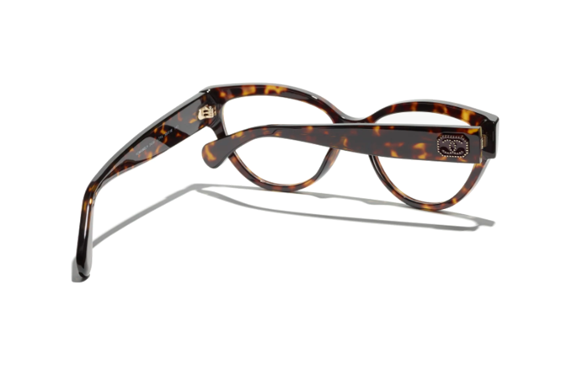 CHANEL Cat Eye Optical Glasses Brown Unisex with Gold Icon Temples. CH3436-C714 圖 5