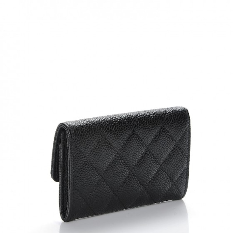 Chanel CC Card Holder Quilted Caviar Silver-tone Black 圖 2