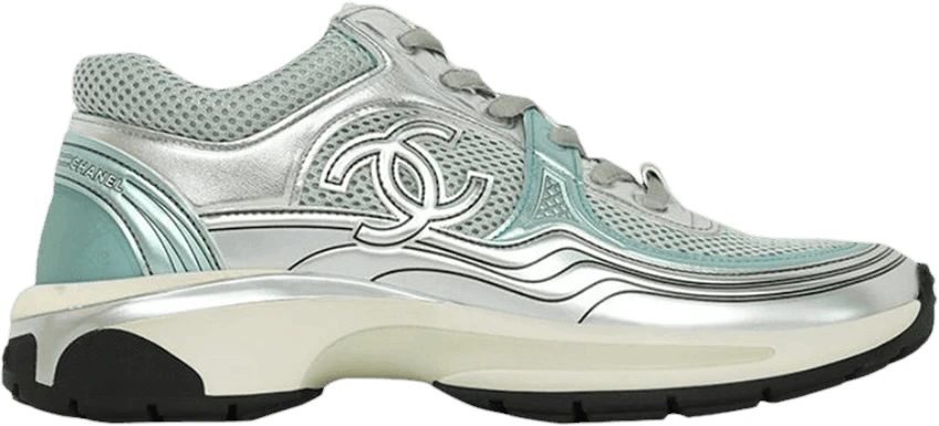 chanel-cc-logo-sneaker-silver-green