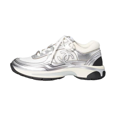 Chanel CC Logo Sneaker 'White Silver'