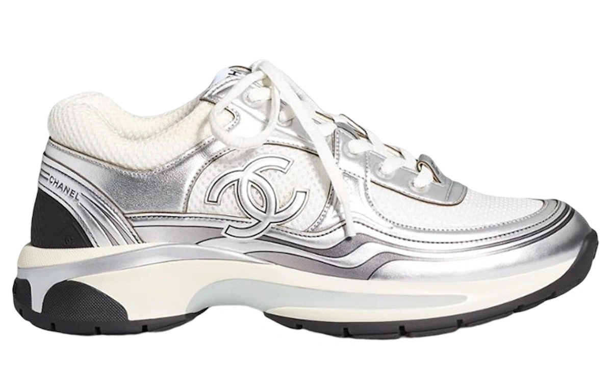 Chanel CC Logo Sneaker 'White Silver'
