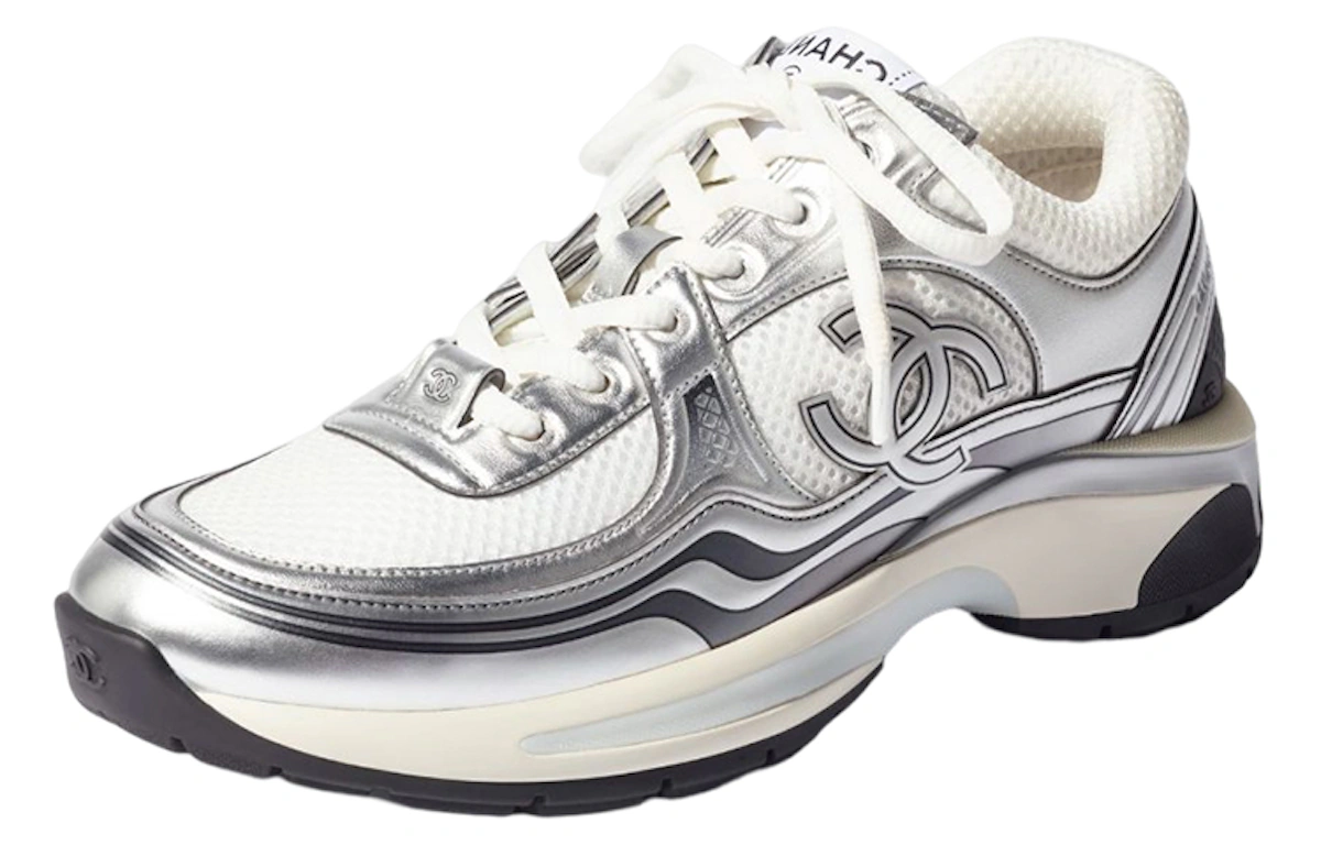 Chanel CC Logo Sneaker 'White Silver'