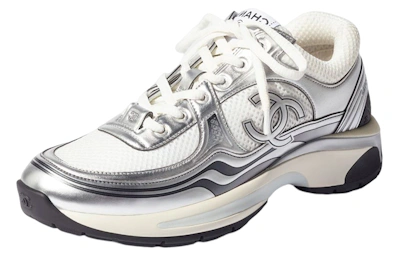 Chanel CC Logo Sneaker 'White Silver'