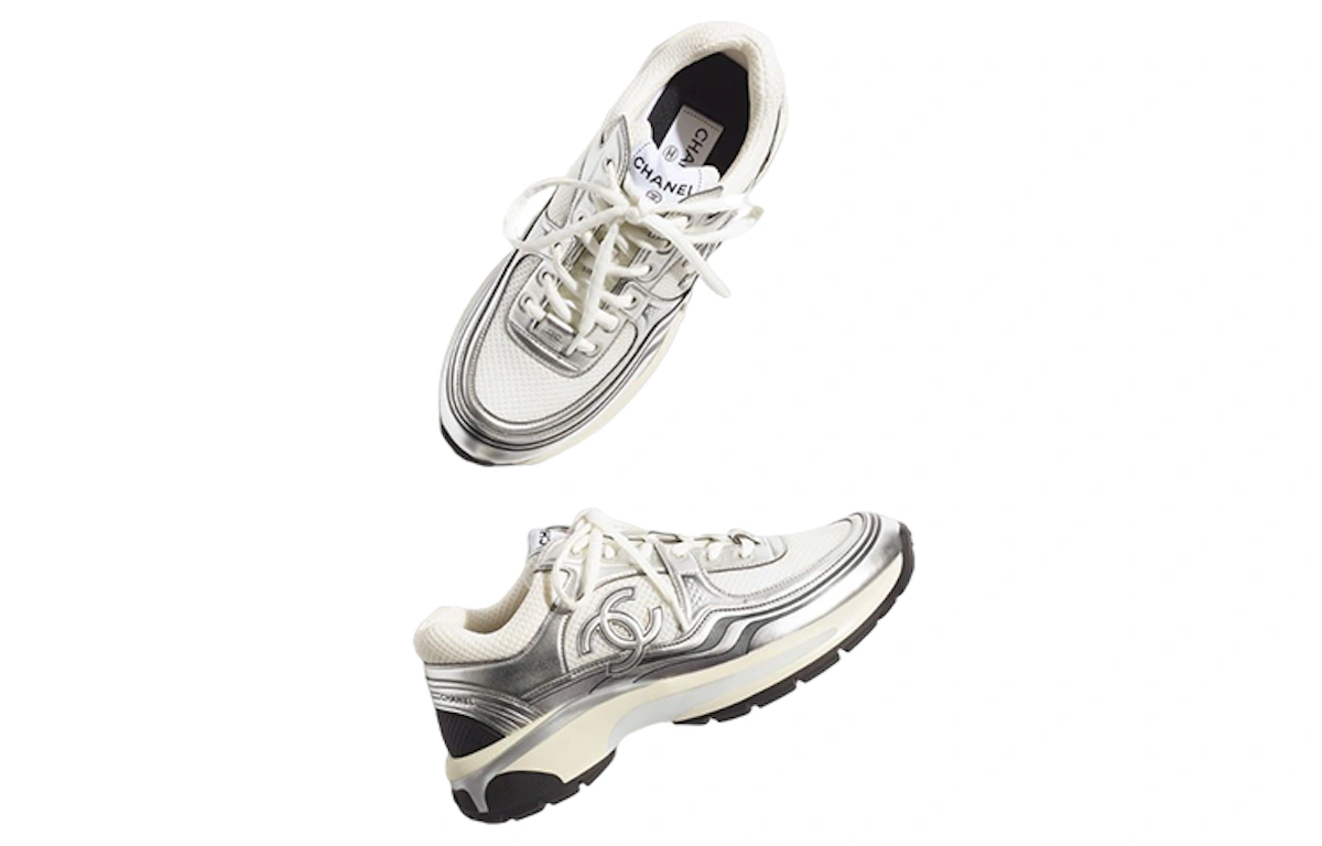 Chanel CC Logo Sneaker 'White Silver'