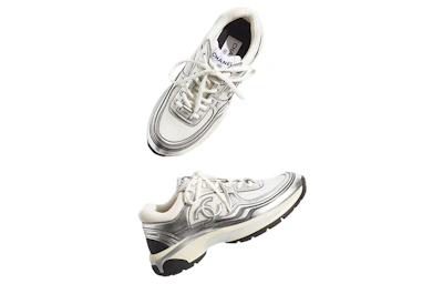 Chanel CC Logo Sneaker 'White Silver'