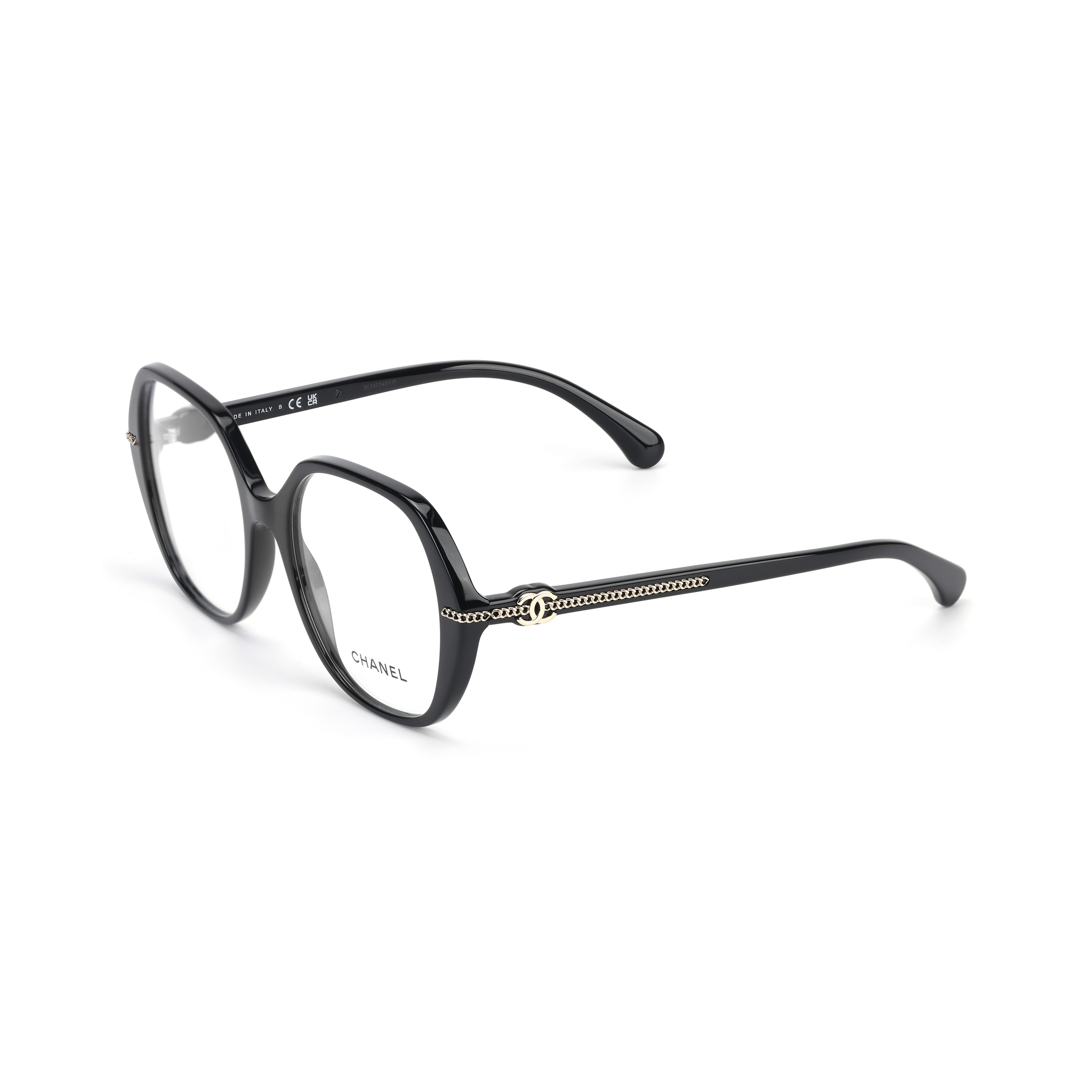 CHANEL Chain Double C Irregular Optical Glasses Unisex Black CH3458 C622