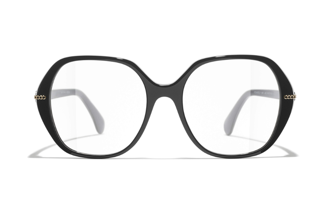Order 香奈儿双C链条不规则光学眼镜 男女款 黑色 CH3458 C622