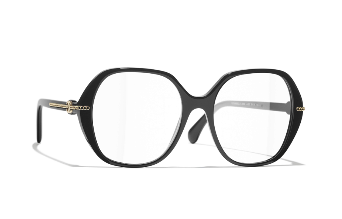 Lookbook 香奈儿双C链条不规则光学眼镜 男女款 黑色 CH3458 C622