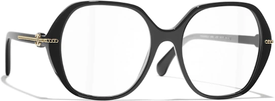 Lookbook CHANEL Chain Double C Irregular Optical Glasses Unisex Black CH3458 C622