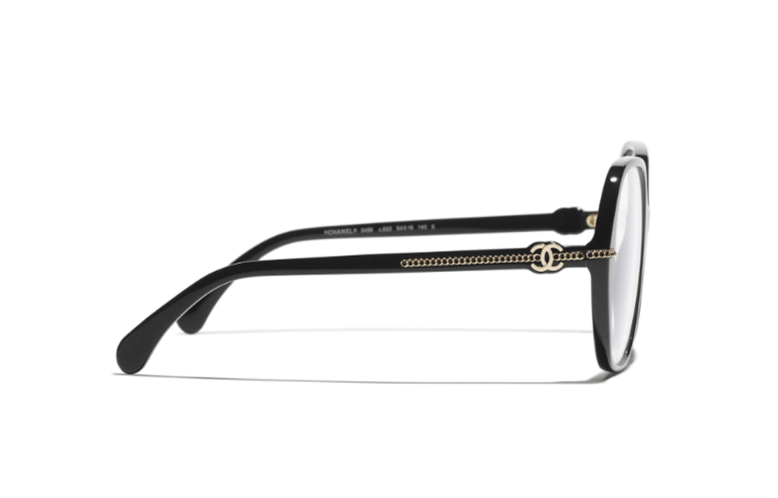 Shop 香奈儿双C链条不规则光学眼镜 男女款 黑色 CH3458 C622