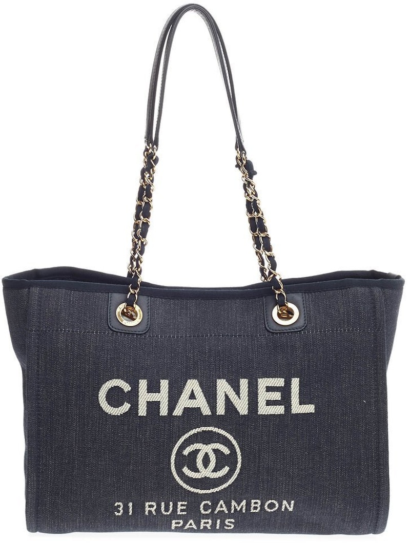 Chanel Chain Tote Deauville Small Dark Blue