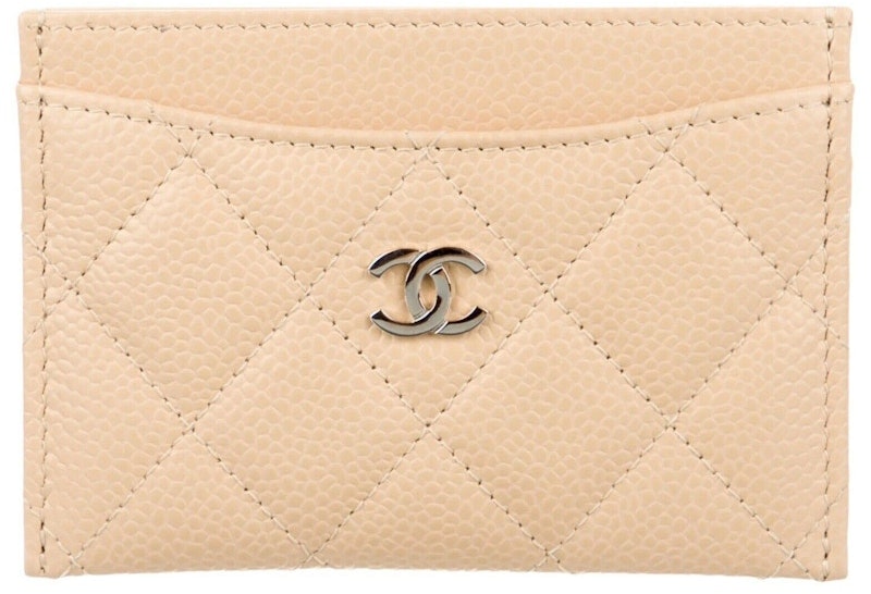 chanel-classic-card-case-holder-beige-silver