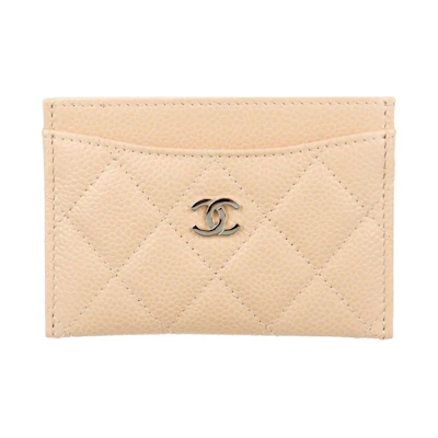 Chanel Classic Card Case Holder Beige/Silver