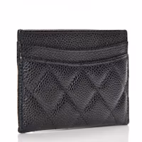 Order Chanel Clásico Porta Tarjetas Acolchado Caviar Negro con Detalles Dorados