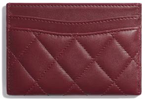 Order Chanel Clásico Porta Tarjetas Piel de Cordero Acolchada Plateado Burdeos