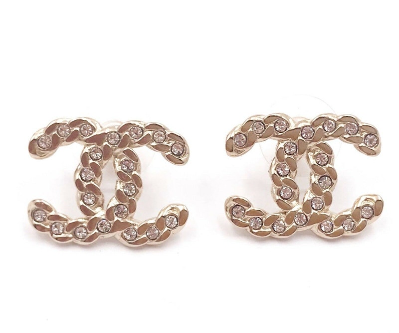 Chanel Classic CC Turnlock Crystal Earrings Gold/Silver