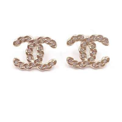Chanel Classic CC Turnlock Crystal Earrings Gold/Silver