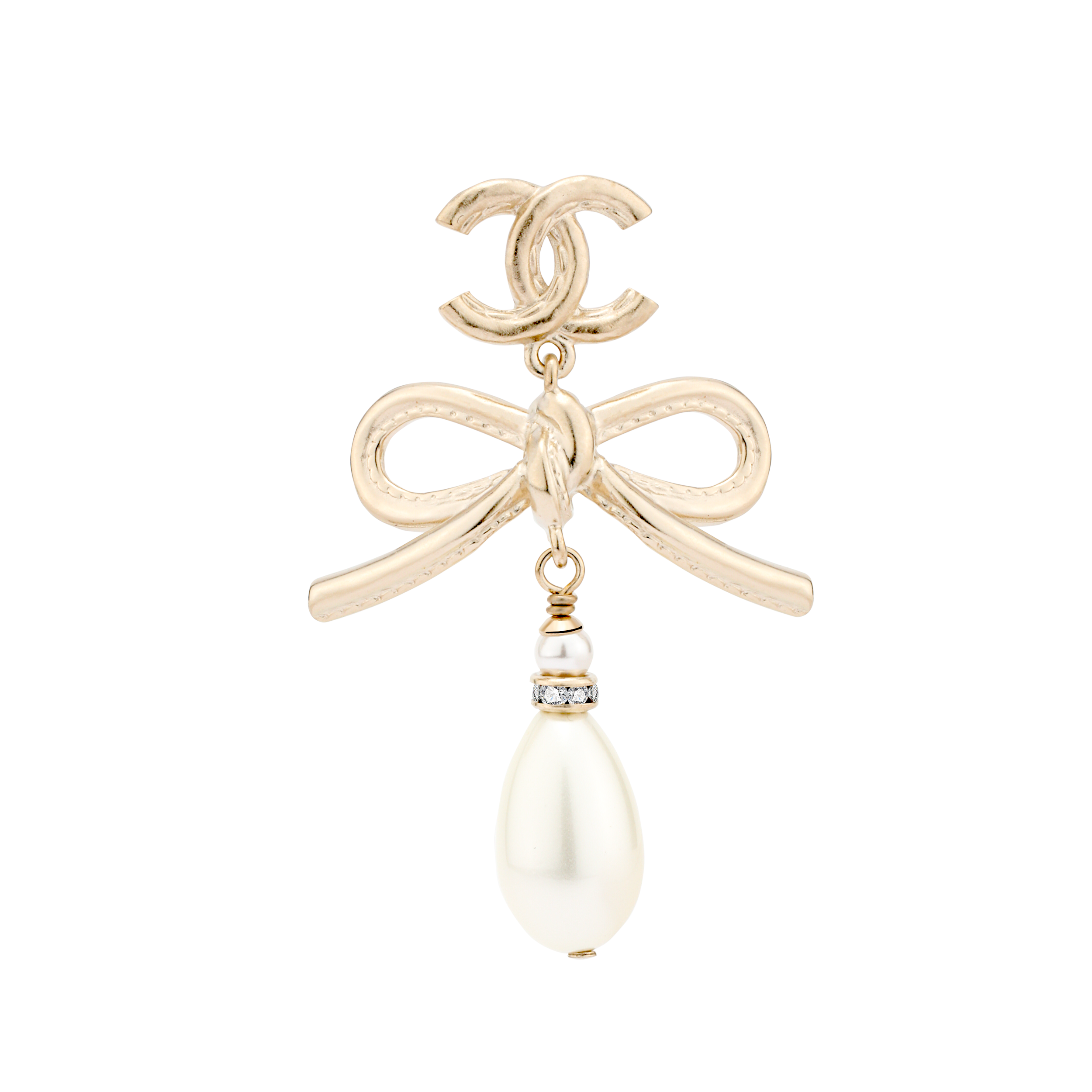 CHANEL Classic Double C Bow Pearl Earrings Gold. AB8378-B08181-NI327 圖 2