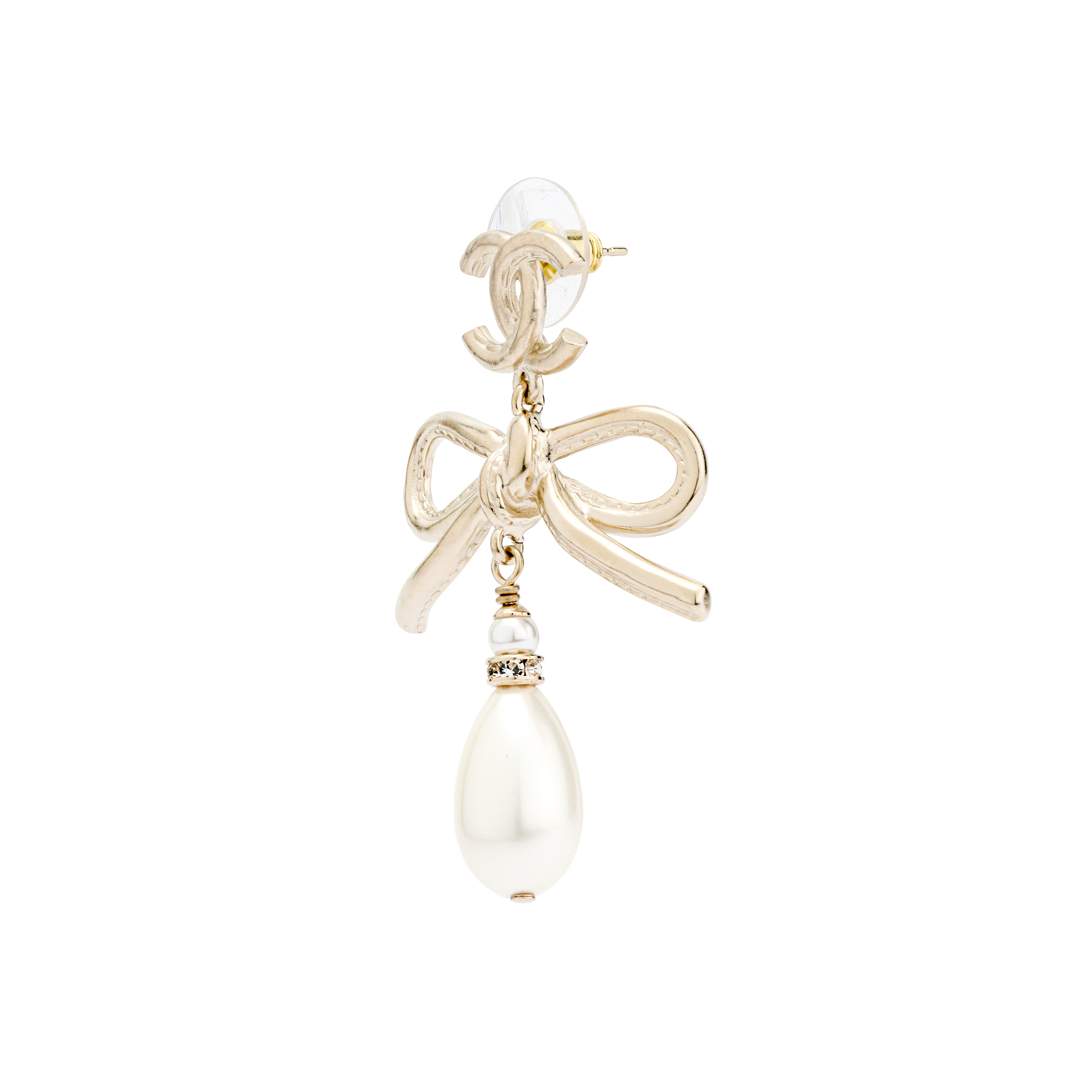 CHANEL Classic Double C Bow Pearl Earrings Gold. AB8378-B08181-NI327 圖 3