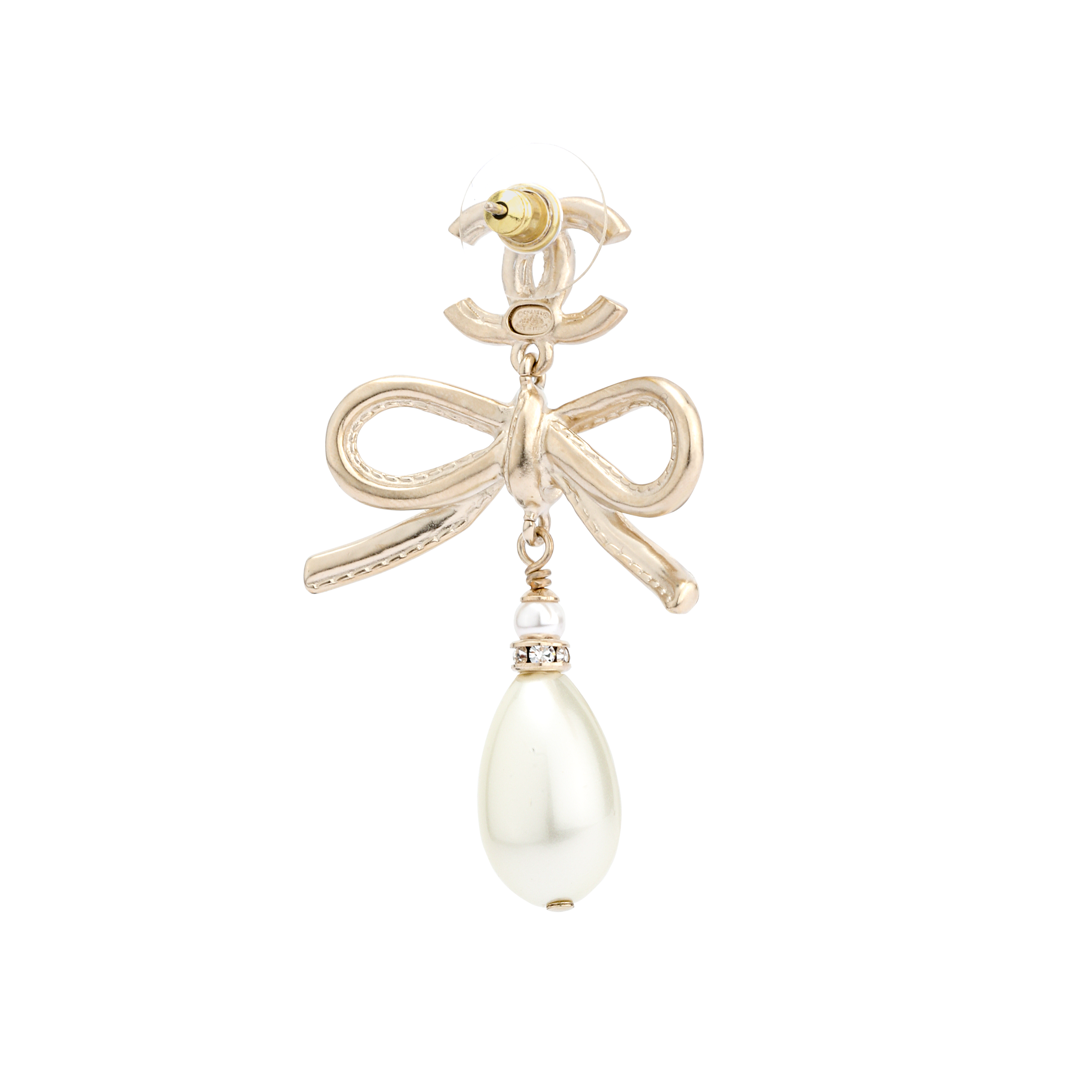 CHANEL Classic Double C Bow Pearl Earrings Gold. AB8378-B08181-NI327 圖 4