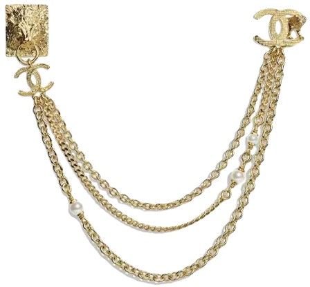 chanel-classic-double-c-lion-head-metal-pearl-chain-brooch-gold-unisex-ab-8789-b08717-nj-356