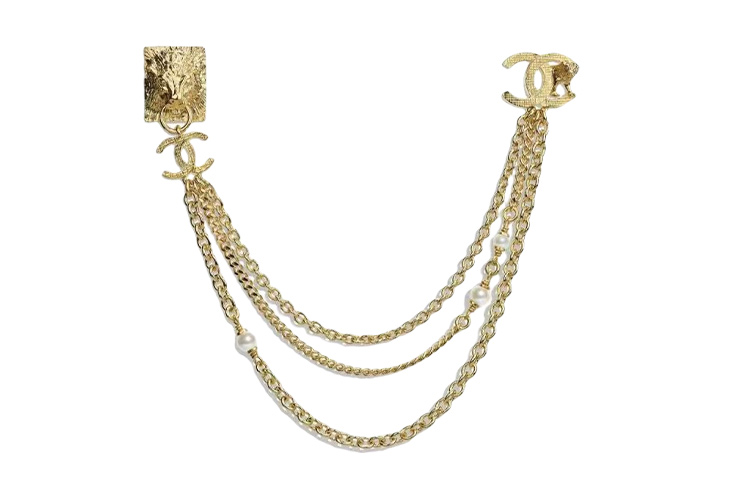 Order CHANEL Classic Double C Lion Head Metal Pearl Chain Brooch Gold Unisex. AB8789-B08717-NJ356