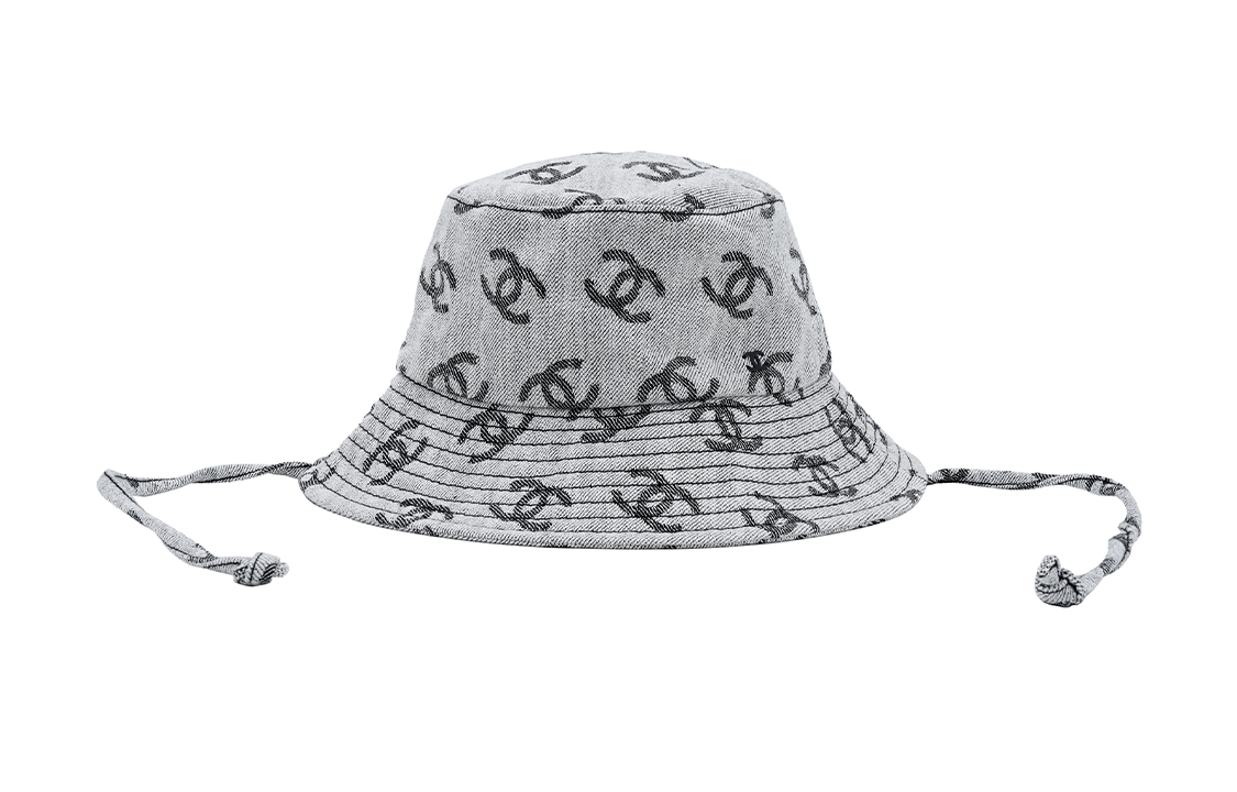 CHANEL Classic Double C Logo Cotton Bucket Hat Unisex Couple Design AA8274-B08332-NI486