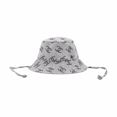 CHANEL Classic Double C Logo Cotton Bucket Hat Unisex Couple Design AA8274-B08332-NI486