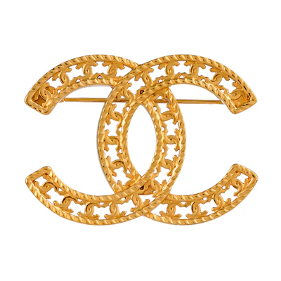CHANEL Classic Double C Logo Hollow Brooch Gold. AB8131-B07887-NH491