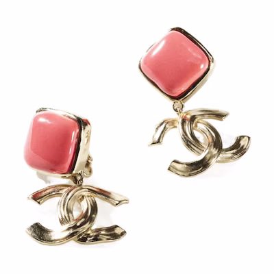 CHANEL Classic Double C Metal Earrings Pink AB8313-B07962-NH965