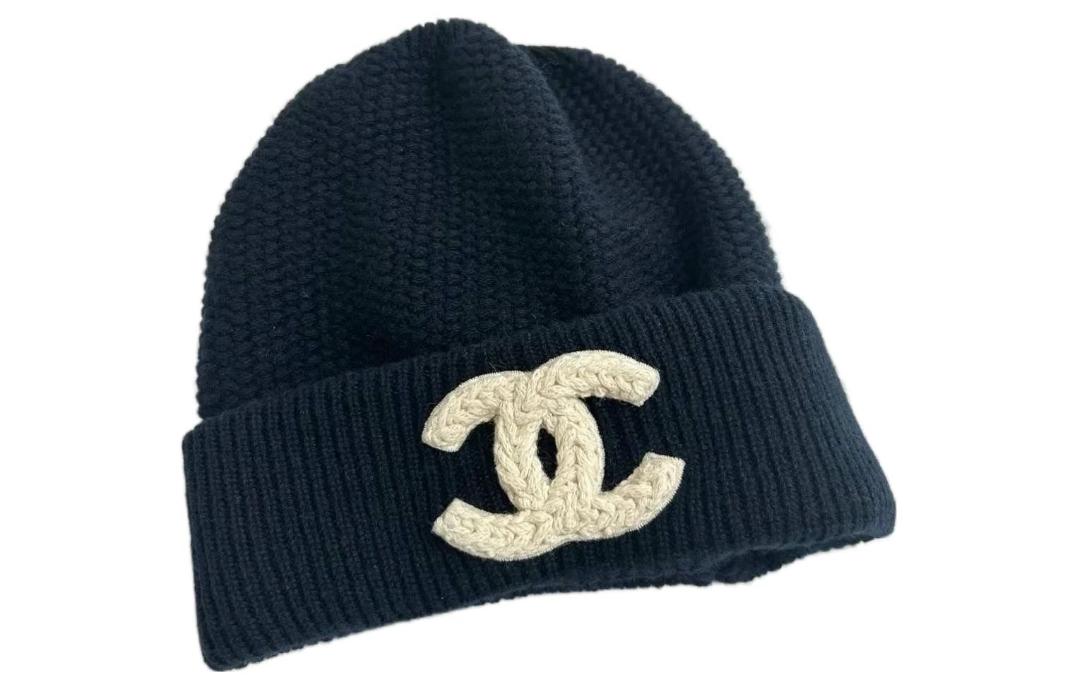 Order CHANEL Classic Double C Logo Putih Beanie Cashmere Biru Unisex Gaya Pasangan. AA9257-B13357-NP713