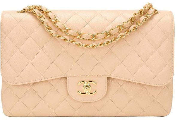 Chanel Classic Double Flap Quilted Caviar Gold-tone Jumbo Beige Buy Chanel Classic Double Flap Quilted Caviar Gold-tone Jumbo Beige