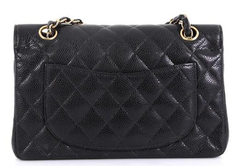 Order 香奈儿经典双翻盖小号黑色金色鱼子酱绗缝包