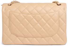 Order Chanel Clásico Doble Solapa Acolchado Caviar Dorado Jumbo Beige